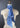 Ray pure silk silky scarf Cowgirl Kate french blue and navy — hand-illustrated Western heroine design with desert roses, cactus and crescent moon, exclusive design